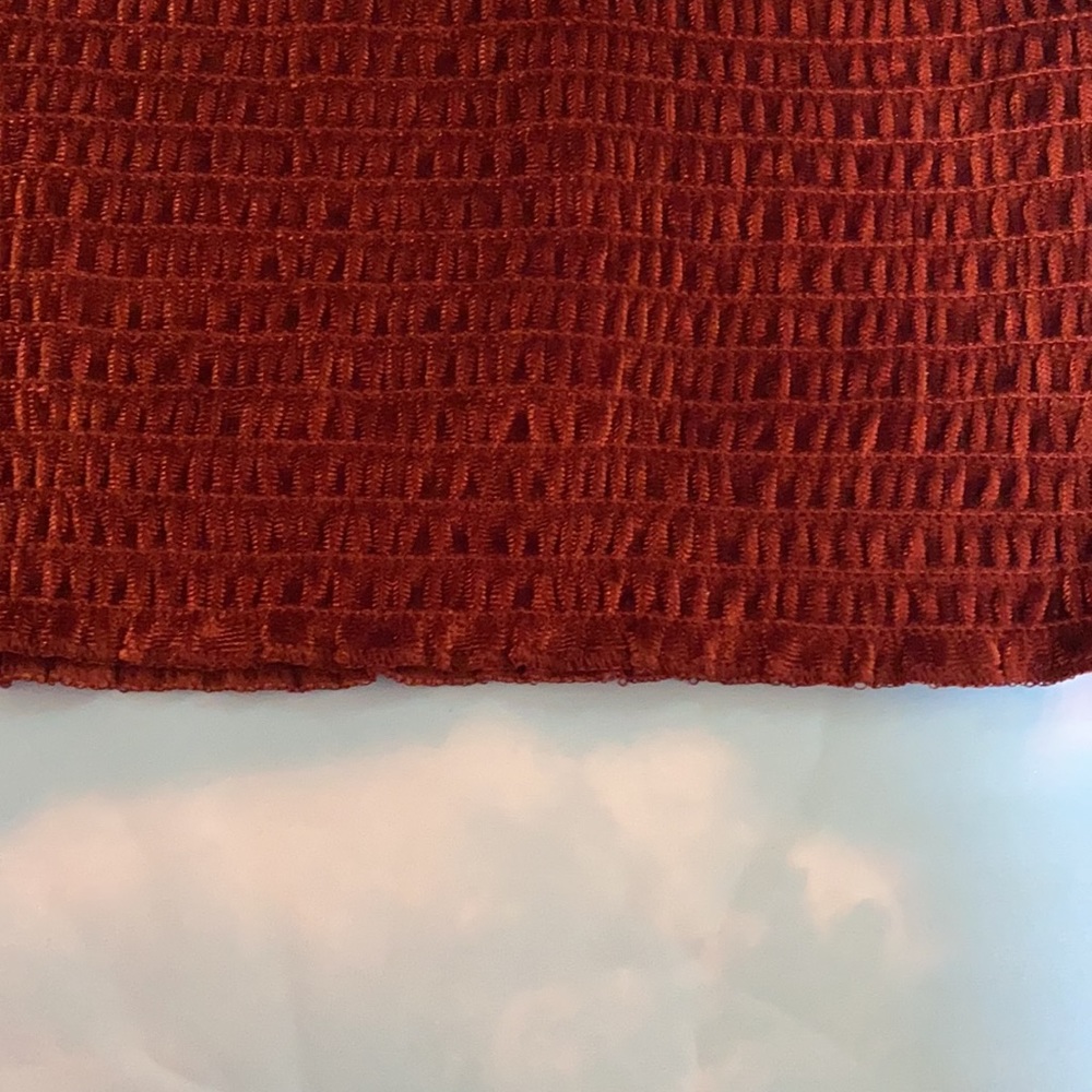 Velvet red off the shoulder top - Picture 3 of 5